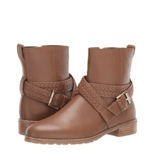 Jack Rogers Moto Booties Eliza Brown Braided Strap Ankle Boots 6.5 🔥👢 NWT